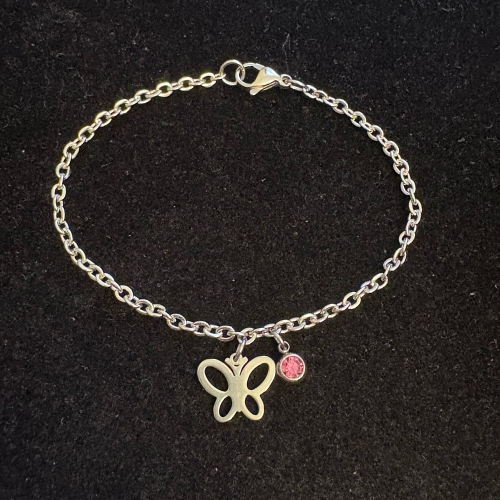 Butterfly Charm Bracelet with birthstone charm
